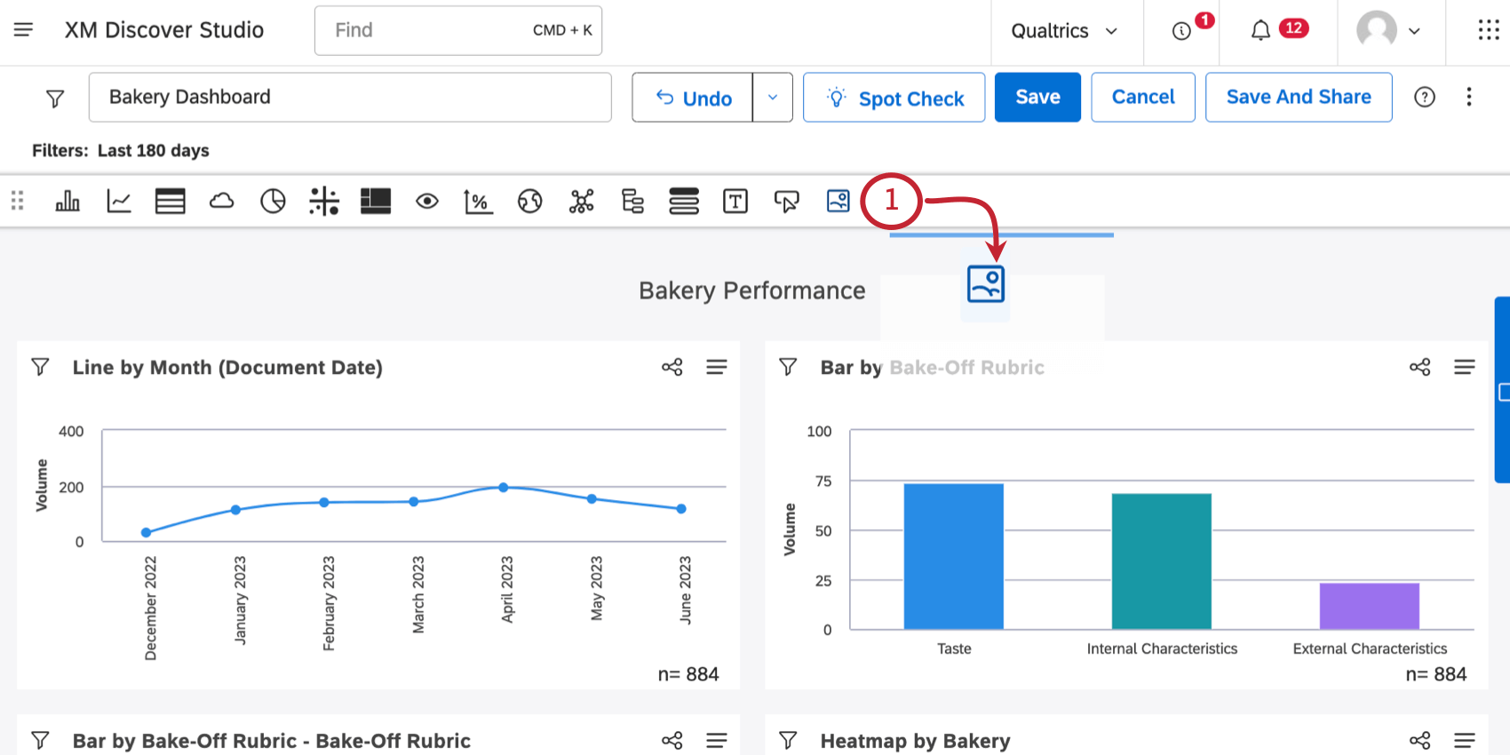 Ícone Imagem na barra de edição dashboard na parte superior