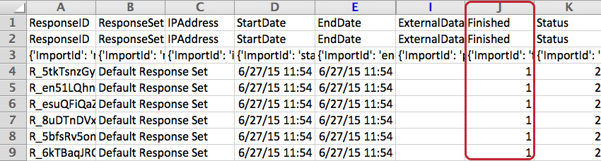 A CSV with the Finish column