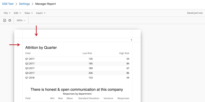 image of the margins on a report template