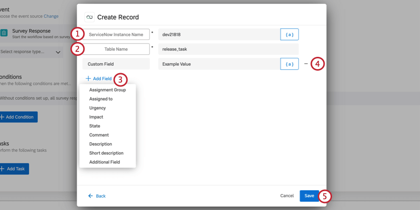 image of the create record screen.