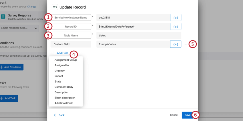 image of the update record screen.