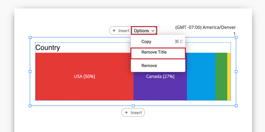 image of the remove title option in the options dropdown