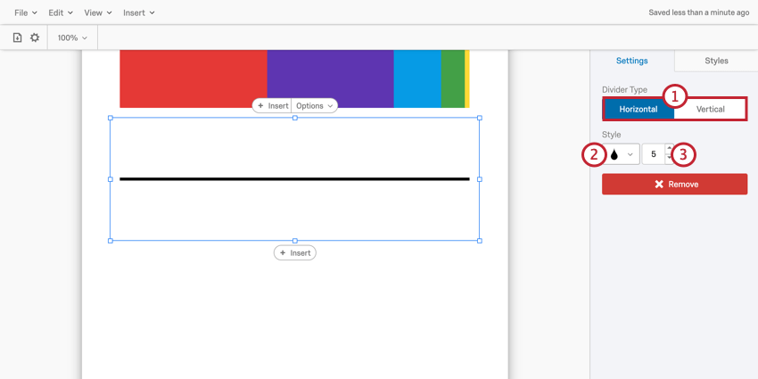 image des possibilités de personnalisation dun séparateur. Vous pouvez en modifier lorientation, la couleur et la largeur