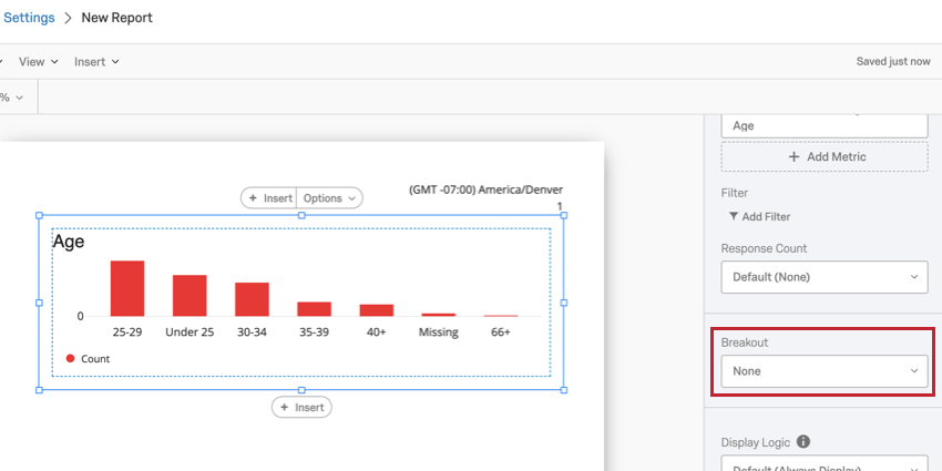 image of the breakout dropdown. The breakout menu is set to None