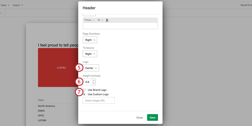 suite des options disponibles pour la personnalisation dun en-tête ou dun pied de page