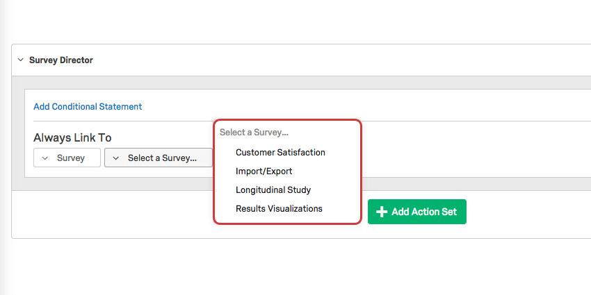 Select a Survey dropdown menu