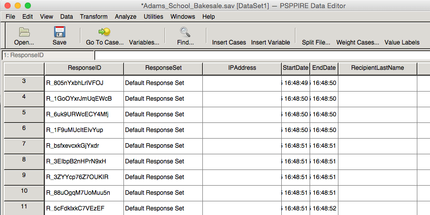 Exportation des données dans SPSS