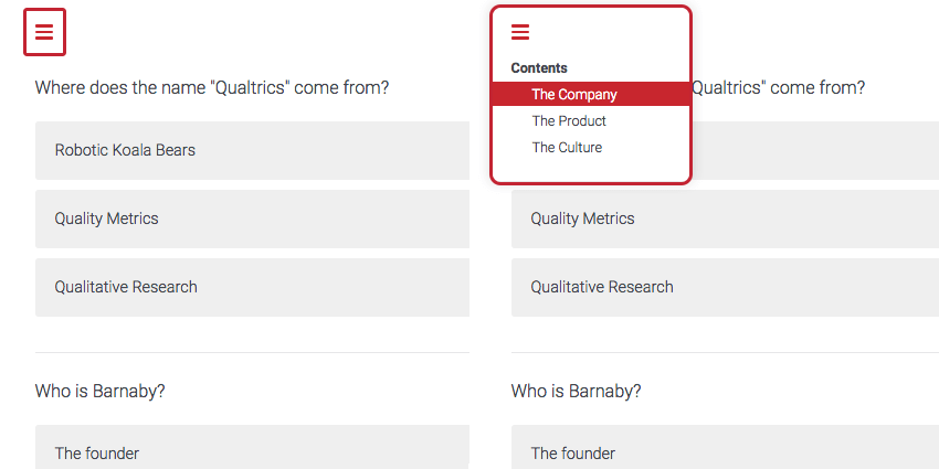 Icono en la esquina superior izquierda que le permite acceder nuevamente a la lista de contenidos.