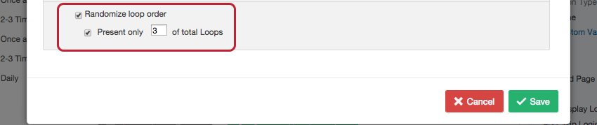 Randomize loop order is selected and so is Present only X number of total Loops