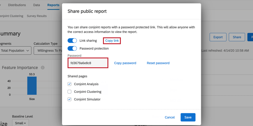 click copy link to copy the link to your report