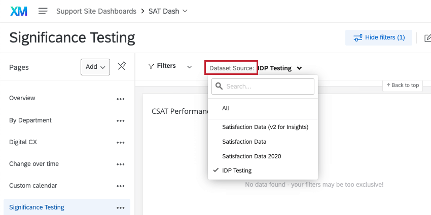 Source de données filtre