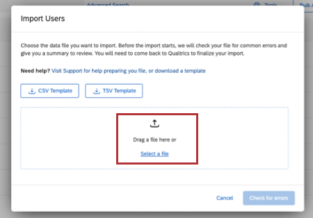 drag a file here button