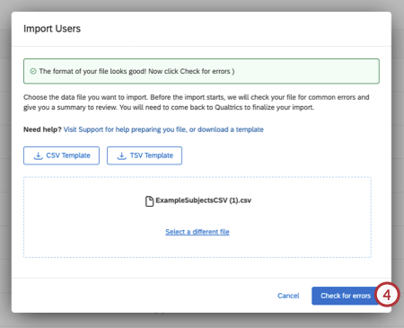 check for errors button