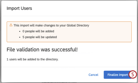 finalize import button