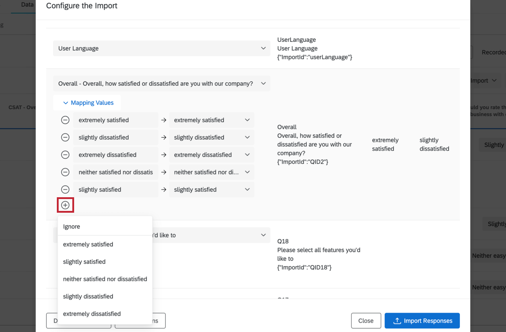 Plus button underneath choices to add another choice