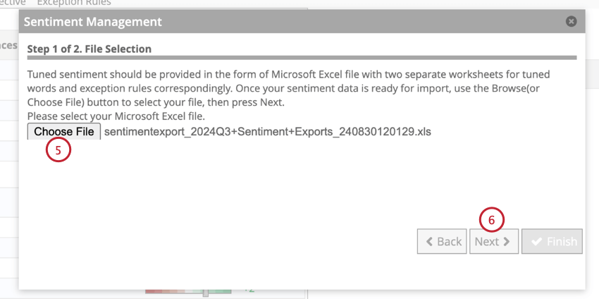 selezionare il file di analisi del sentiment salvato sul computer