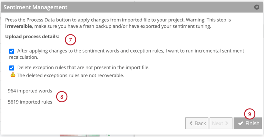 selecting the import settings and saving