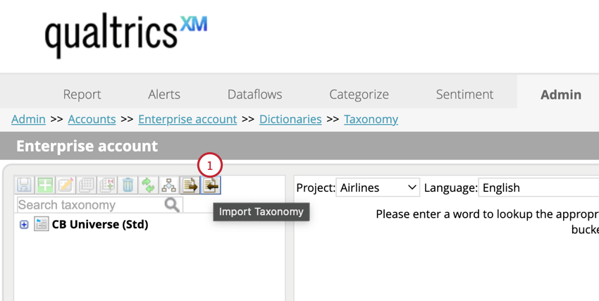 cliquer sur les taxonomies dimportation