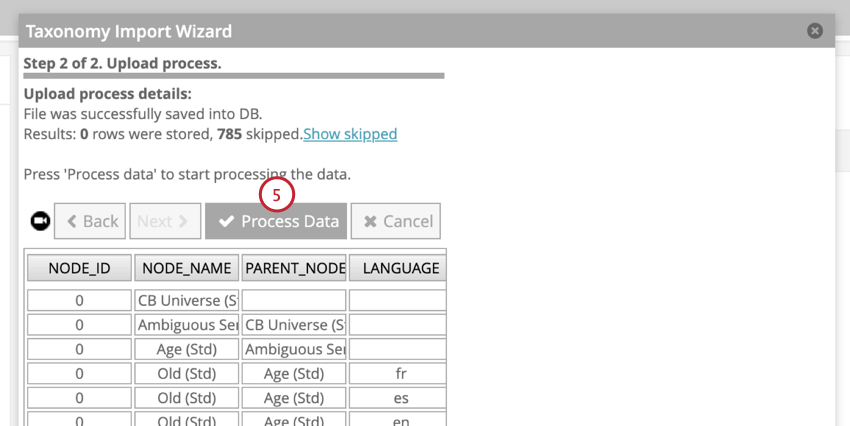 clicking process data