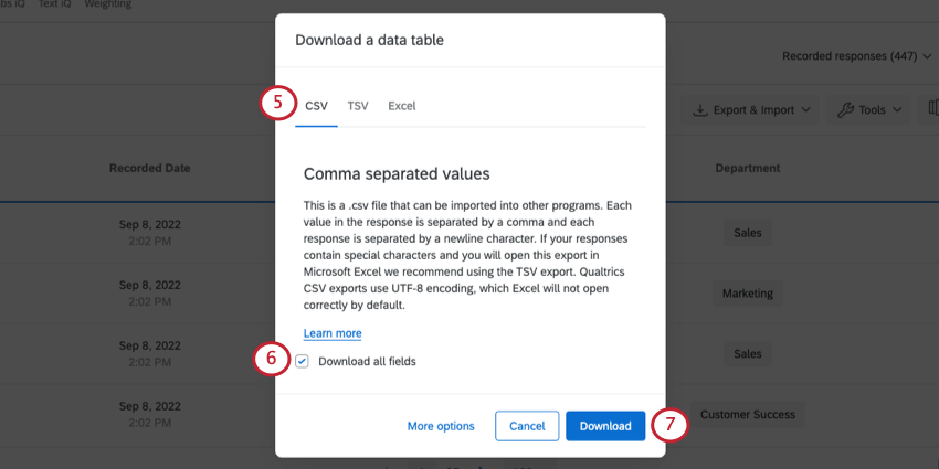 A new window opens over the Data & Analysis page