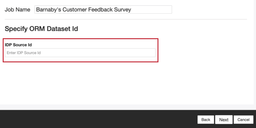 entering the idp source id