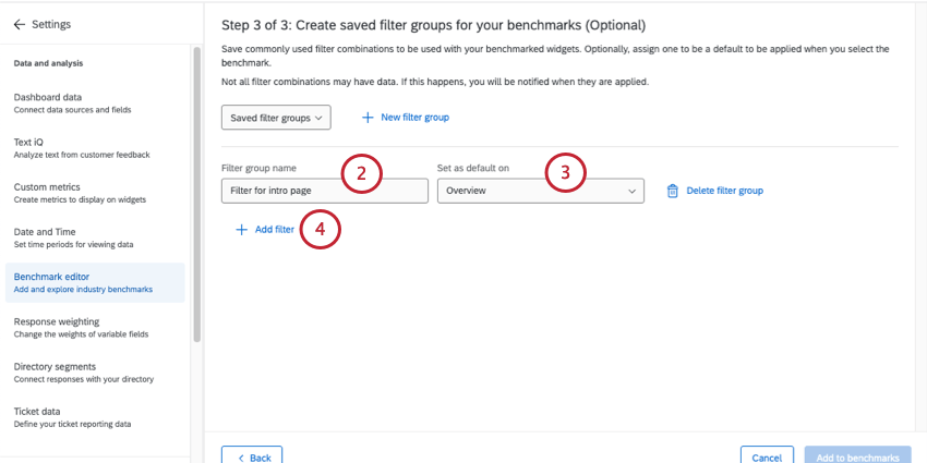 adding a name for the filter and a default page it should appear on