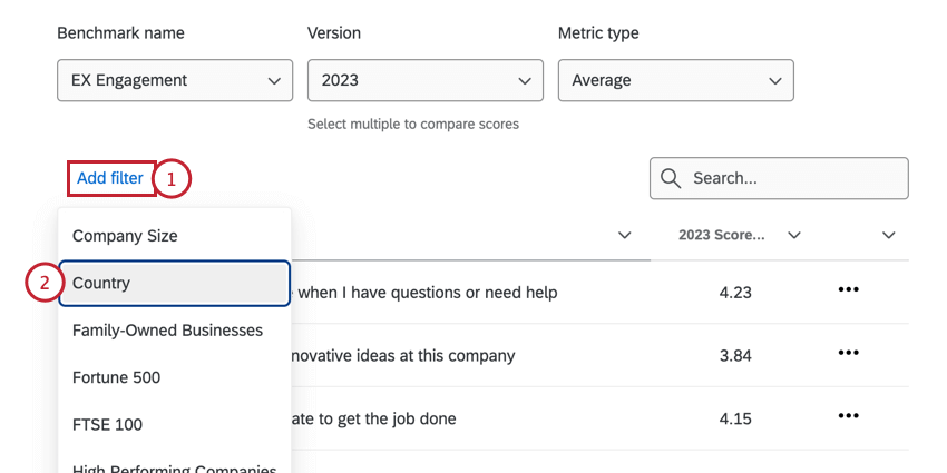 filters along top of explore page
