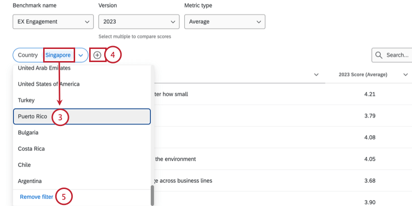 adjusting country filter