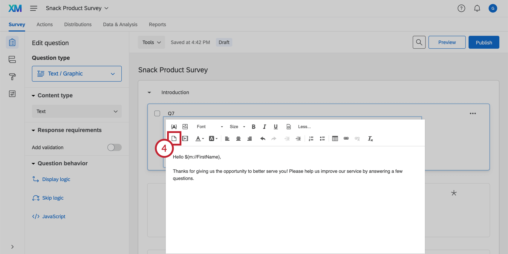 Opção Inserir arquivo no editor de conteúdo