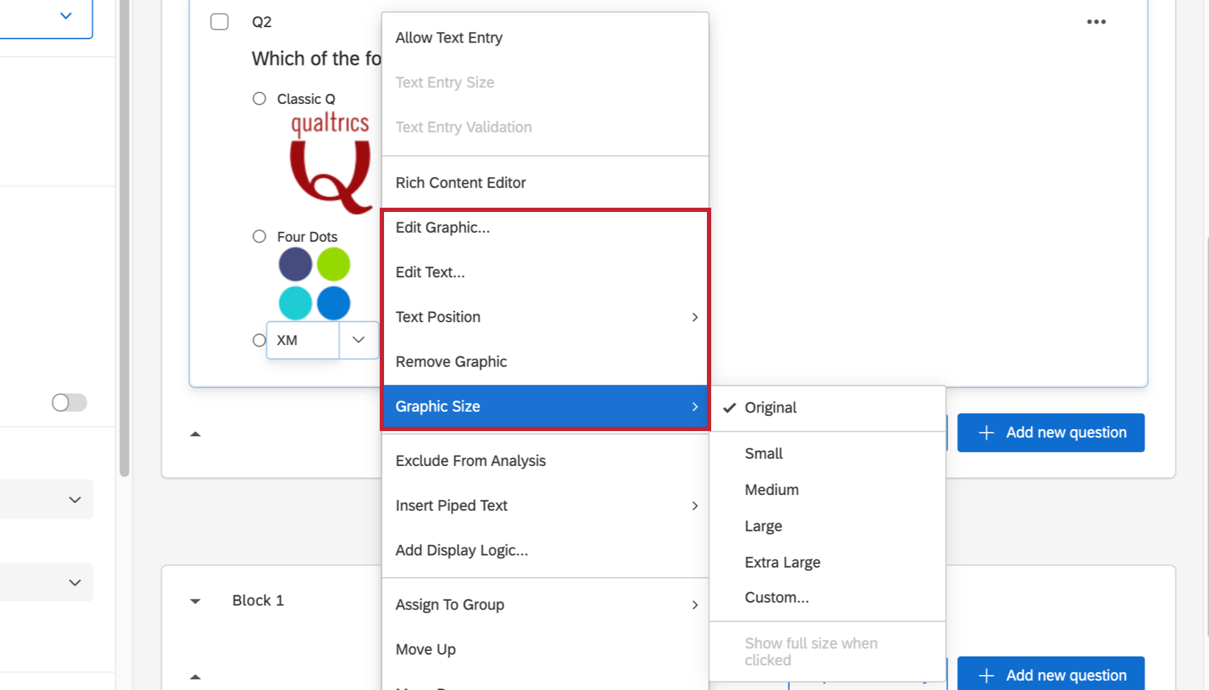 Dropdown Grafikgröße