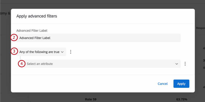 donner un nom au filtre avancé et créer les conditions du filtre