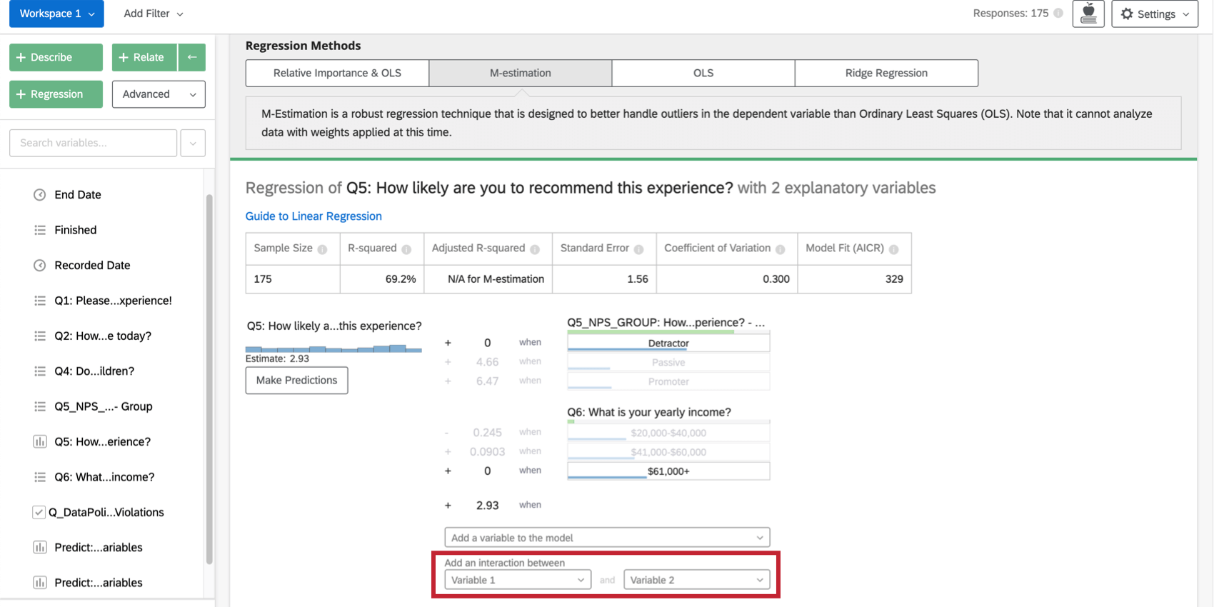 Surligner linteraction entre les options