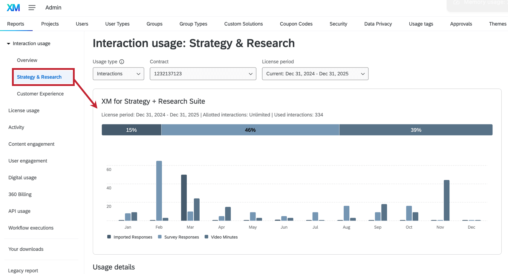 Seleccionar un informe de línea de productos en el informe de interacción