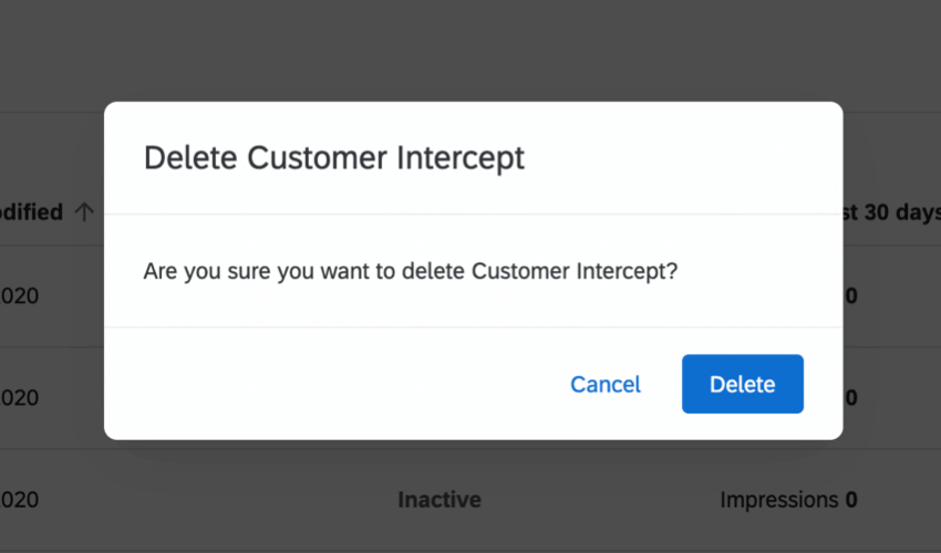 new window where you confirm deletion