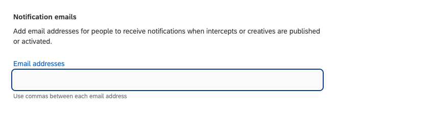 email address field for notification emails