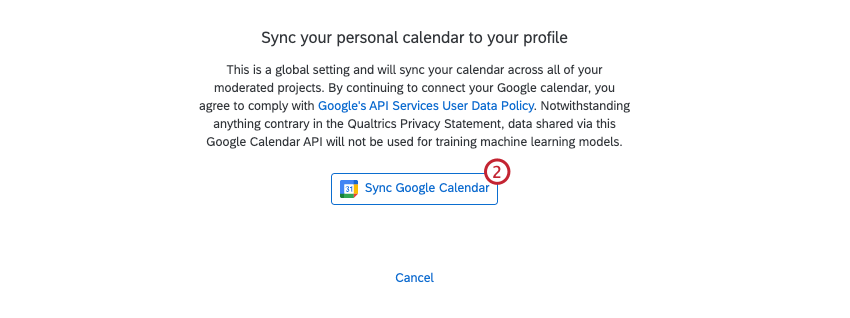 sync google calendar button