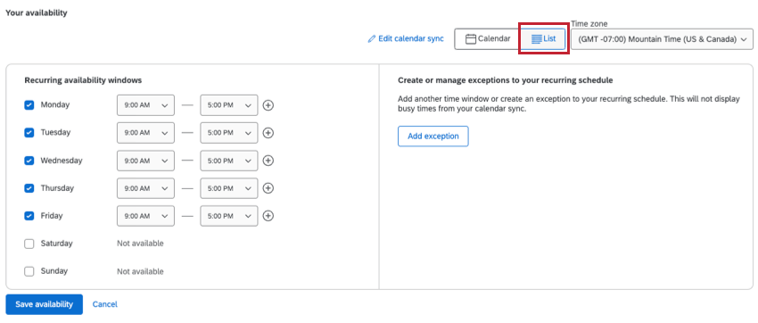 button to switch to list view