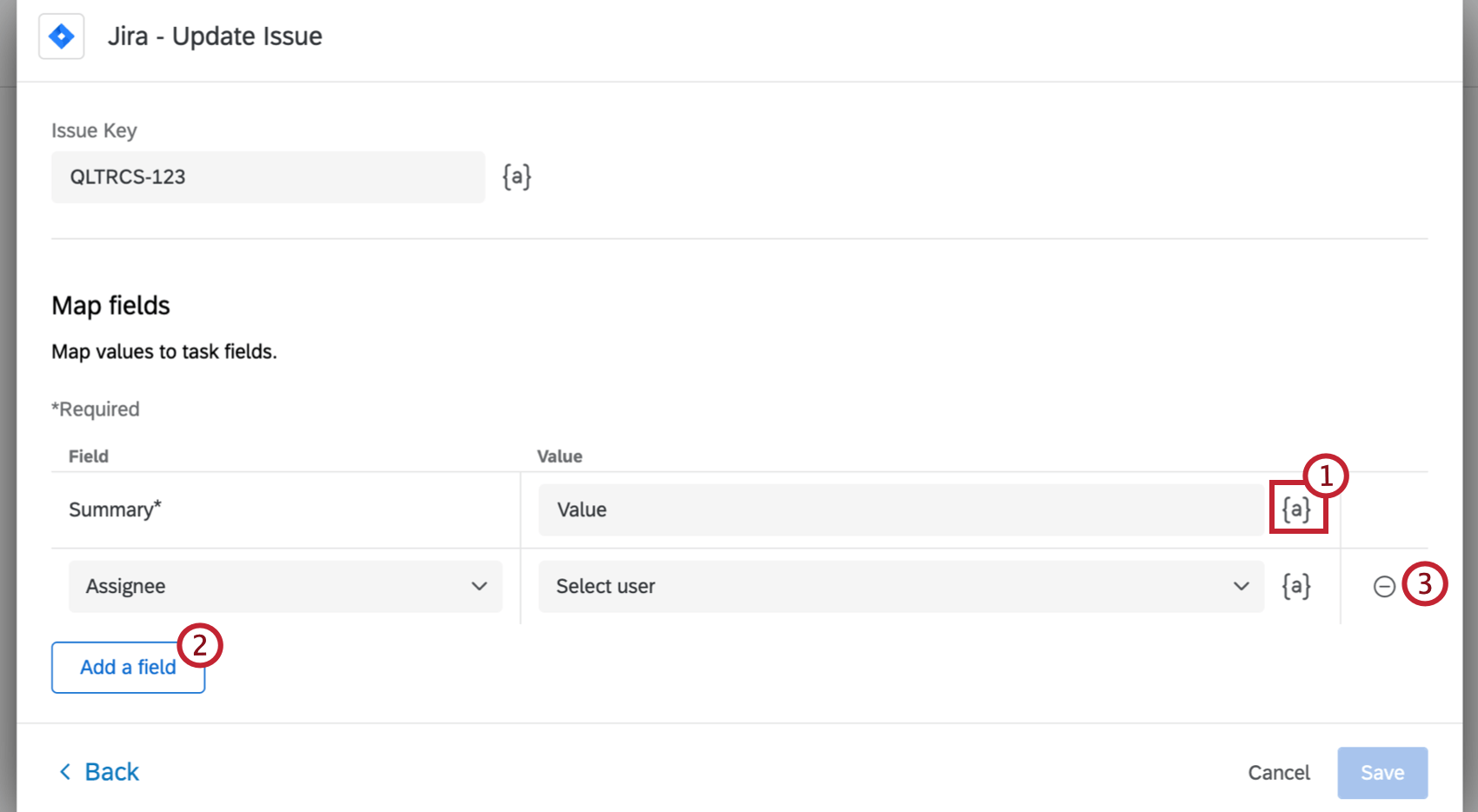 mapping fields in the jira task