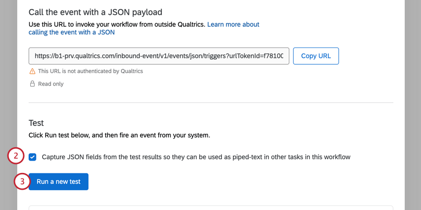 en cliquant sur un nouveau test