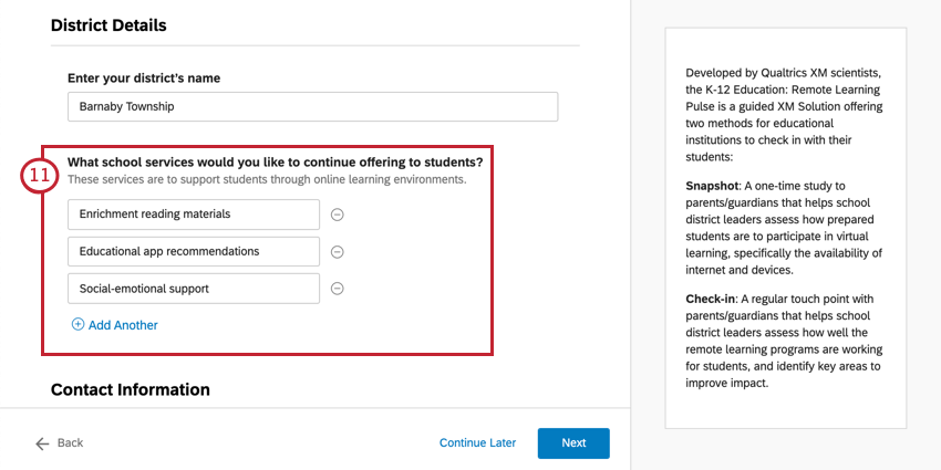 As perguntas de check-in, conforme descrito