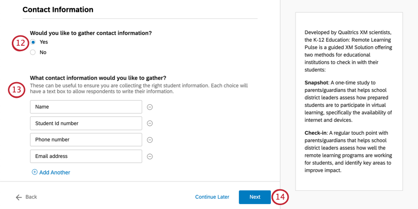 These questions appear for both snapshot and check in