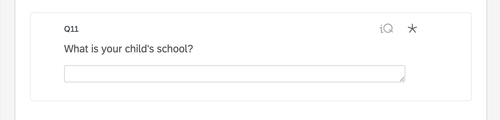 Question asking for school name with an open field where parents can type literally anything