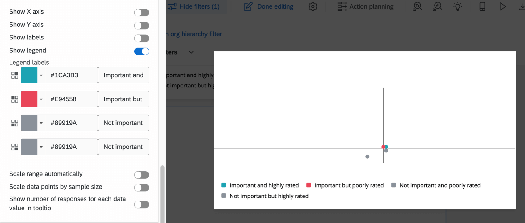 表示オプションメニューに凡例オプションを表示する。