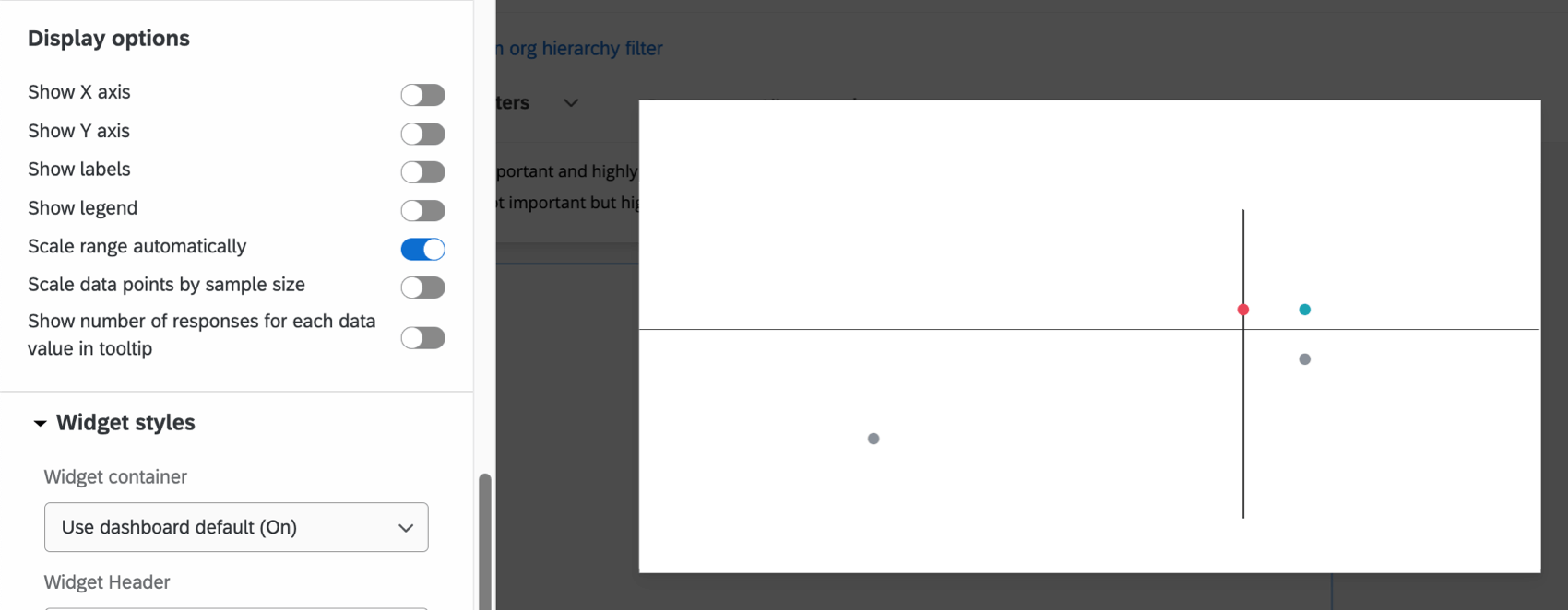 Casilla de verificación Escalar rango automáticamente dentro de la sección Opciones de visualización