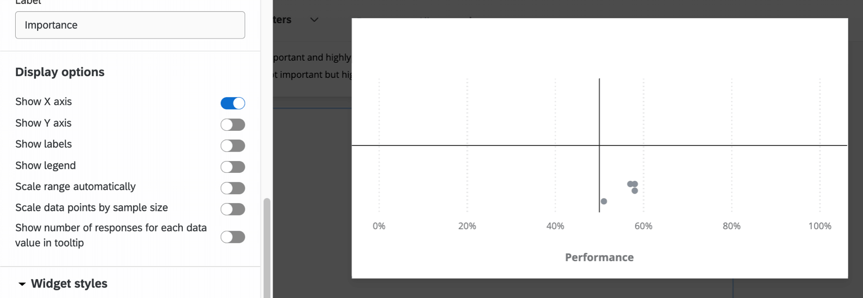 Show X Axis checkbox in Display Options section