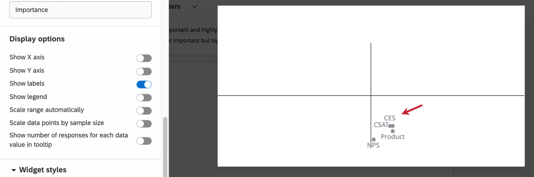 Show Labels checkbox in Display Options section