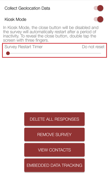 Pesquisa Restart Timer oculta outras opções de ocultação de botões e é um controle deslizante