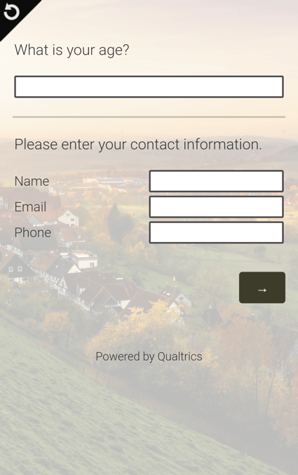 Survey on screen with no close button in upper-right