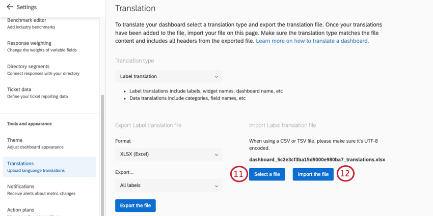 upload de planilhas para o Qualtrics