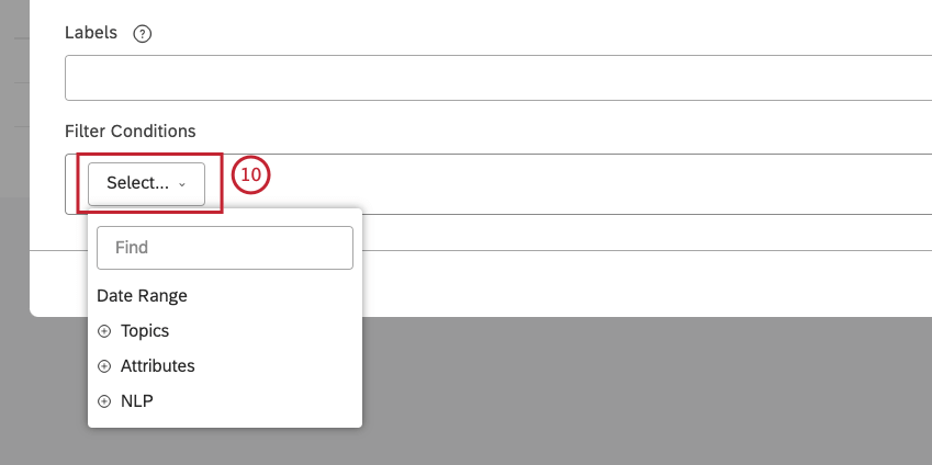 Escolha uma condição usando o menu Selecionar.